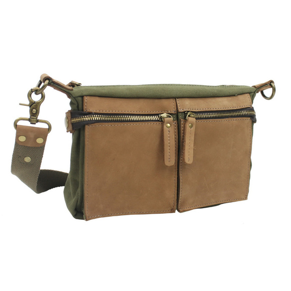Cotton Canvas Casual Style Messenger Bag CM07GRN
